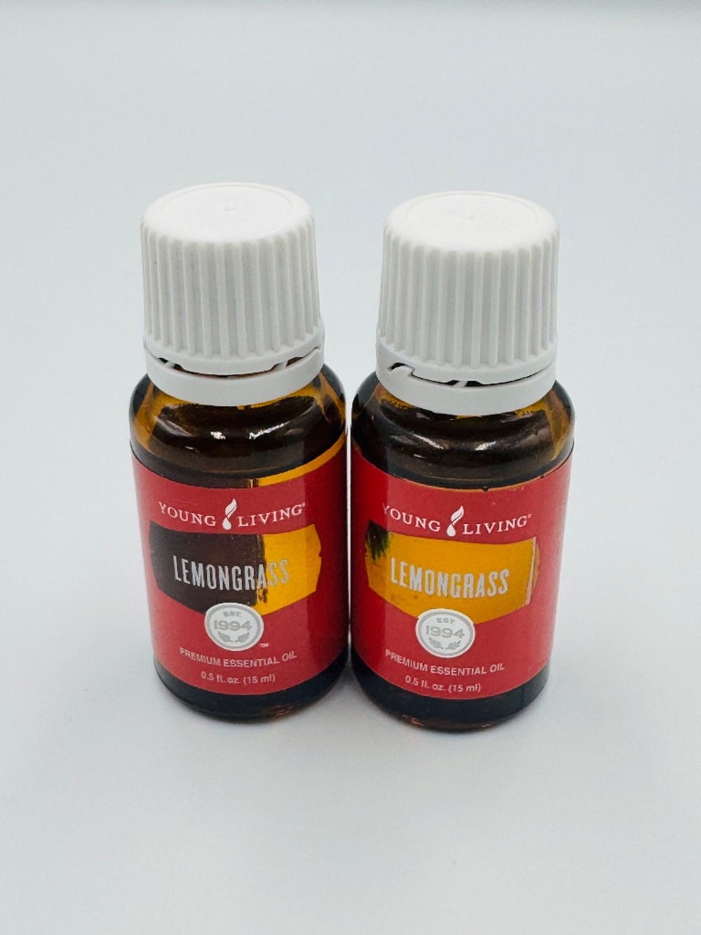 Young Living Lemongrass Pure Essential Oil 15 mL / 0.5 oz Set of 2 New Sealed